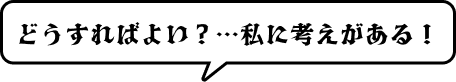 どうすればよい？…私に考えがある！